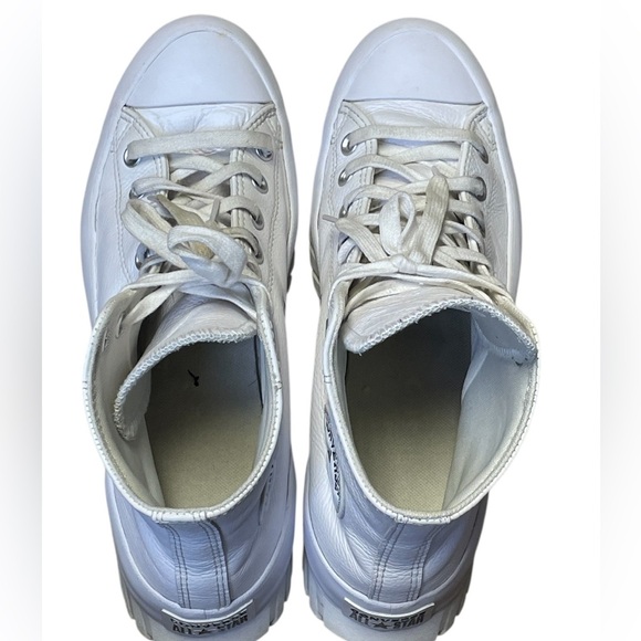 Converse White Chuck Taylor All Star Lugged 2.0 Hi Platform Leather Womens 10.5 - Picture 10 of 11